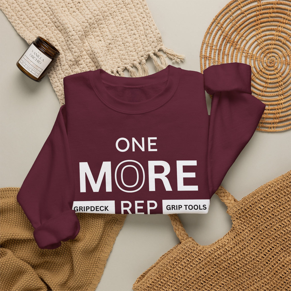 White One More Rep GripDeck Crewneck Sweatshirt